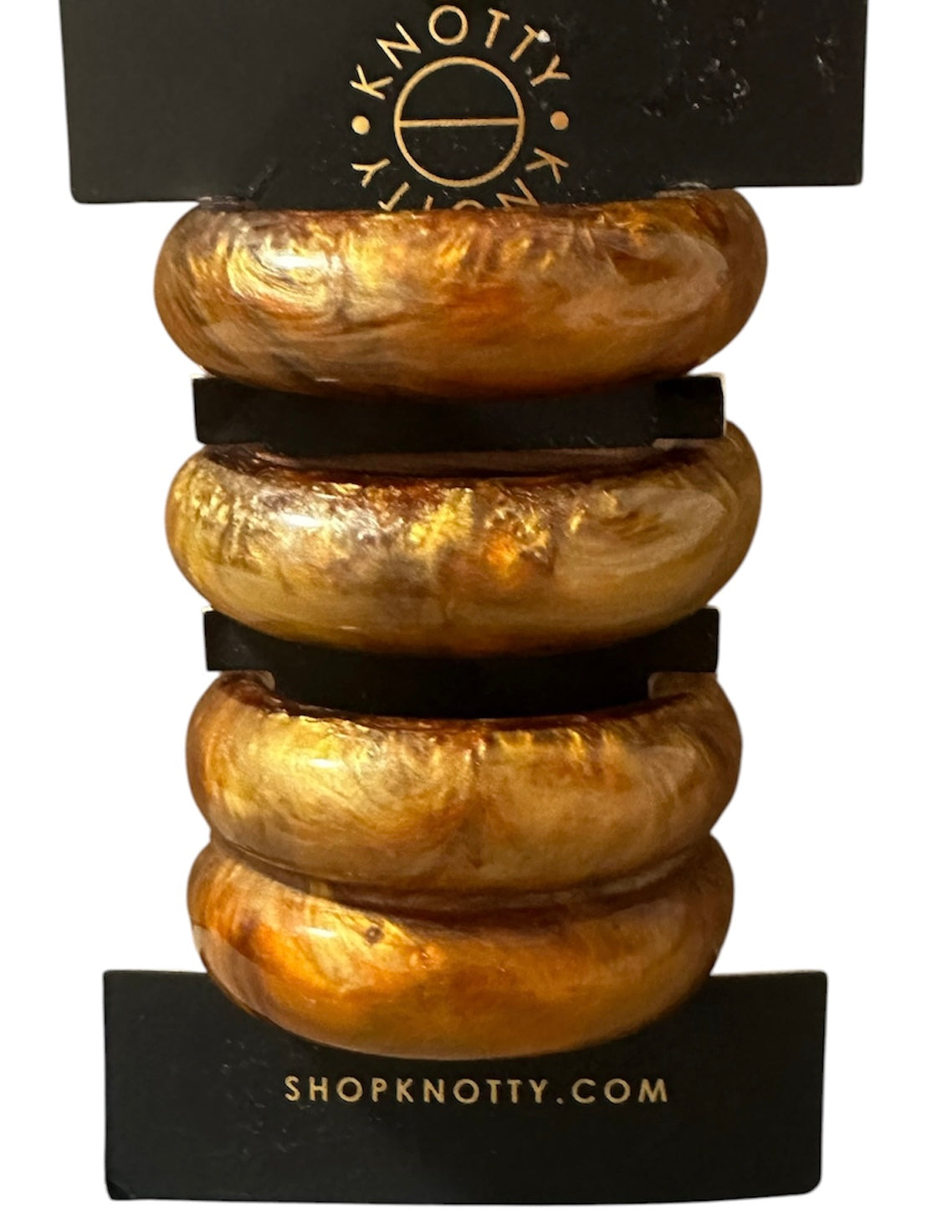 Set of 3 Glossy Amber Resin Hair Ties